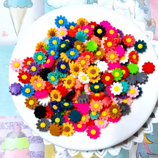 100PC Multicolor Mini Flower Beads For Making Hair Accessories, DIY Crafts, Jewellery, Decortion Use