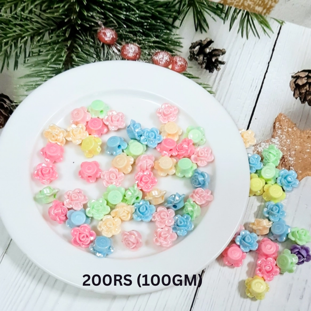 100gm Plastic Beads Multicolor For Making Hair Accessories, Jewellery, Art & Crafts