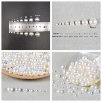 Half Cut Pearl Beads Flat Without Holes, Hair Accessories, Jewelry Making, Bracelets, Necklaces, Decoration